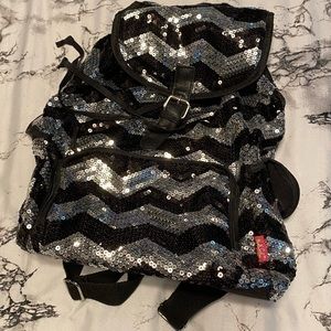 N.Sil Black and Silver glitter backpack